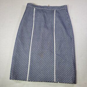 Rebecca Minkoff Professional Navy & White Silk Geometric Pencil Skirt Size 0